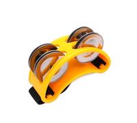 Double rangée tambour de cloche, 2 pièces tambour elliptique compagnon main pied Jingle tambourin Instruments de Percussion multicolore(Yellow)