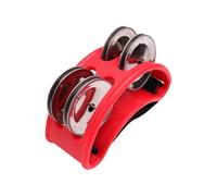 Double rangée tambour de cloche, 2 pièces tambour elliptique compagnon main pied Jingle tambourin Instruments de Percussion multicolore(Red)
