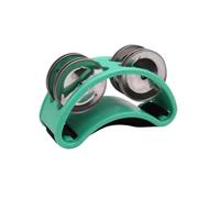 Double rangée tambour de cloche, 2 pièces tambour elliptique compagnon main pied Jingle tambourin Instruments de Percussion multicolore(Green)