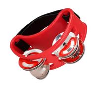 Double rangée tambour de cloche, Percussion multicolore de rythme tambourin pied d'acier inoxydable 2 pièces for des adultes(Red)