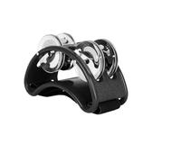 Double rangée tambour de cloche, Percussion multicolore de rythme tambourin pied d'acier inoxydable 2 pièces for des adultes(Black)