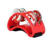 Double rangée tambour de cloche, Tambourin à pied 2 rangées avec 4 paires de sangles élastiques en acier inoxydable, multicolore(Red)