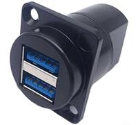 Double rangée USB 3.0 Montage sur panneau femelle vers femelle D Sub Connecteur pour appareils audio-vidéo et utilisation industrielle 86 panneau (Noir)