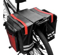 Double Rear Bike Bag,30l Bicycle Luggage Rack Bags,Reflective Rear Bike Side Bag,Waterproof Double Rear Bag For Mountain Bike,Outdoor Racing Bike (Red)