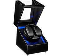 Double Remontoir de Montre - Boîte double position cuir PU, 5 modes rotation automatique - Charge USB et lumière LED