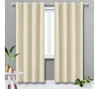 Double Rideaux Occultant Thermique Isolant Anti Froid et Chaleur 1 Pièce Satiné Rideau Douche pour Chambre Maison Fenetre Dressing Beige 160x225cm