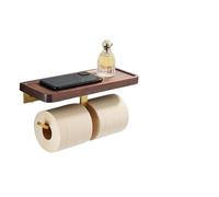 Double Roll Holders with Solid Wood Shelf, Wall Mount Toilet Paper Holder with, Storage(Single Roll A)