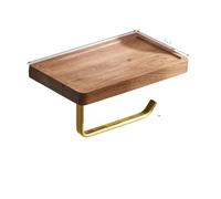 Double Roll Holders with Solid Wood Shelf, Wall Mount Toilet Paper Holder with, Storage(Single Roll D)