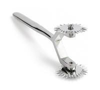Double roue à picots Twin Wartenberg 17 cm | Deux Roues Rotatives, Finition Chromée, Manche Ergonomique, Pointes Métalliques, Usage Sensoriel
