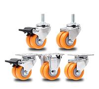 Double Row Nylon Casters, with Double Wheels,High Load-Bearing Industrial Wheels, Wear-,1.5inch 2inch 2Pcs Casters(M12 Brake,1.5 Inch)