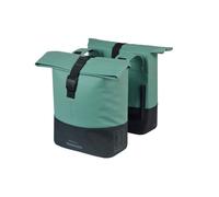 Double sacoche de vélo étanche - Basil B.V. - 28-32L - Réfléchissante - 29x14,5x36 cm - Vert/Noir - Compatible MIK