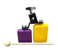 Double Sambago Bell Latin Music Mounted Bells High Low Cowbell Sound Knocker Drum Percussion Instrument Accessory(With hammer)