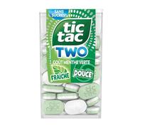 Double saveur menthe verte sans sucres pour une fraîcheur pratique - TIC TAC Two, pastilles de poche 38,5g - Lot de 4