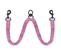 Double séparateur de laisse pour chien, sans enchevêtrement, rotation à 360°, coupleur de laisse pour promener 2 chiens, réglable, absorption des chocs, élastique réfléchissant (rose)