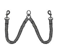 Double séparateur de laisse pour chien, sans enchevêtrement, rotation à 360°, coupleur de laisse pour promener 2 chiens, réglable, absorption des chocs, élastique double laisse réfléchissante (noir, S