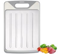 Double-Sided Aluminum Cutting Board Cutting Board,304 Stainless Steel Cuttings Boards for Home Kitchen Cooking,Food-Grade Wheat Straw PP Chopping Boards with Juice Groove,Easy to Clean (Large)