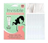 Double Sided Body Tape - 50 Pieces Invisible Strips,Fabric Wardrobe Fix | 50 Pieces Invisible Pre Cut Fabric Strips | Double Sided Body Tape Wardrobe Fix For Wedding Prom Party Date Cosplay Concert