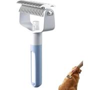 Double Sided Dematting Comb For Cats & Dogs, Undercoat Rake With Spray, Deshedding Grooming Tool, Gentle Matt Remover Detangler For Long Thick Haired Pets, Ergonomic Pet Grooming Brush (Blue)