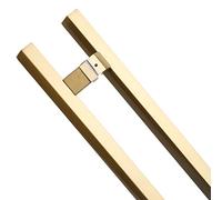 Double-Sided Sliding Barn Handle,Large Commercial Pull Door Handle Rectangle, Handle Parts Replacement Hardware Set, Stainless Steel, 80 100 120 150 cm Long(Gold,100cm/39 3/8"-80cm)
