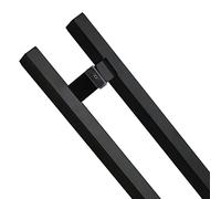 Double-Sided Sliding Barn Handle,Large Commercial Pull Door Handle Rectangle, Handle Parts Replacement Hardware Set, Stainless Steel, 80 100 120 150 cm Long(Black,100cm/39 3/8"-80cm)