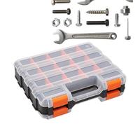 Double-Sided Tool Organizer, 34 Compartment Small Storage Case, Transparent Lid Electronics Box for Screws, Nails Bolts Nuts Drill Bits Small Parts Beads Jewelry Storage, Compact Portable Case