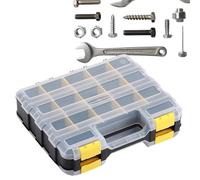 Double-Sided Tool Organizer, 34 Compartment Small Storage Case, Transparent Lid Electronics Box for Screws, Nails Bolts Nuts Drill Bits Small Parts Beads Jewelry Storage, Compact Portable Case