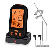 Double Sonde Numérique Cuisson Thermomètre à Viande Grand LCD Rétroéclairage Alimentaire Grill Thermomètre pour Fumeurs Cuisine Four Grillage, Télécommande Numérique Cuisson Aliments Viande