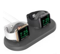 Double station de charge pour AirPods Pro 2 et montre intelligente, base compacte en ABS avec design antidérapant, organiseur de bureau élégant en noir/bleu/rose/blanc (gris)