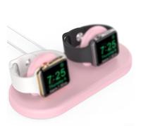 Double station de charge pour AirPods Pro 2 et montre intelligente, base compacte en ABS avec design antidérapant, organiseur de bureau élégant en noir/bleu/rose/blanc (rose)