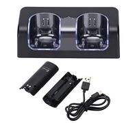 Double Station de Chargement pour Batterie de Télécommande Wii, Portable et avec Chargement Facile, Batterie au Lithium 2800 MAh, Adaptée pour Manette Wii (Black)