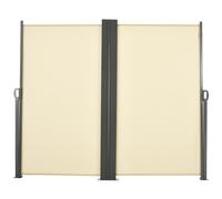 Double Store Latéral Brise-Vue Paravent Rétractable Dim. 6l X 1,60h M Polyester Anti-Uv Haute Densité Crème