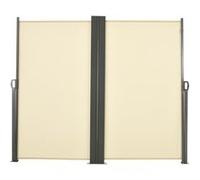 Outsunny Double Store latéral Brise-Vue paravent rétractable dim. 6L x 1,80H m Polyester Anti-UV Haute densité 180 g/m² Crème