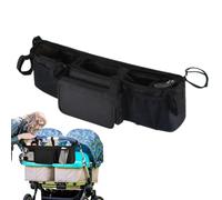 Double Stroller Accessories - Spacious Waterproof Organizer with 3 Compartments for Baby Essentials, Stroller Attachment with Cup Holder Design, Travel Daily for Parents Home Outdoor, Convenient
