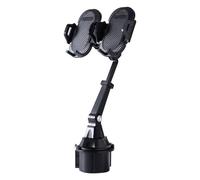 Double Support de téléphone pour Voiture - Support Porte-gobelet, sécurisé et Stable Smartphones, Ajustement réglable téléphones Portables, appareils Mobiles, Design Noir | Les Voyages en voit