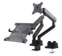 Maclean MC-813 Support écran avec Ressort à gaz Support Ordinateur Portable Support de Table VESA 75x75 100x100 17"-32" pour 1 Moniteur et 1 Ordinateur (1moniteur+1ordinateur)