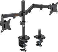 Double Support Écran de 13-32""-Bras Articulé Écran PC avec Pince de Bureau,Réglable en Hauteur,Inclinaison Complète,Bras Rotatif et Pivotant,VESA 75x75,100x100 mm