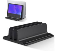 Double Support Ordinateur Portable Vertical,Support PC Portable en Aluminium Réglable Bureau Laptop Stand pour MacBook Pro/Air,iPad,Surface,HP,Lenovo,Tablette et Autre Laptops (Noir)