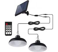 Double suspensions solaires - LUMISKY - WAREN - Ø18 cm - Abat-jour métal noir - LED blanc froid