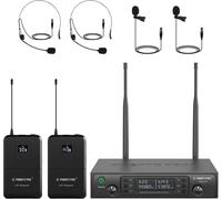 Double Système De Microphone Sans Fil Uhf, Ensemble De Micros Sans Fil À Balayage Automatique Avec 2 X 100 Fréquences, 2 Packs De Corps Et Casques/Microphones À Revers Pour Parler, Chant,[X219]
