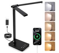 Double Tête LED Lampe Bureau, 1000LM Vif Architecte Éclairage Table avec 5 Modes Couleur & Gradation Continue, Soin Yeux CRI>90, Tactile, Mémoire, 45 Min Minuteur, Réglable Travail Liseuse