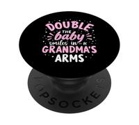 Double The Baby Smiles in Grandma's Arms Twin Grandma PopSockets PopGrip Adhésif