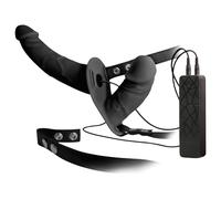 Double Thruster - gode ceinture double pénétration vibrant - silicone noir