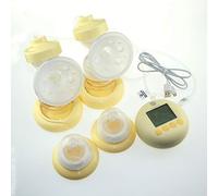 Double tire-lait électrique de Glorich pour l'allaitement maternel,affichage LCD numérique,matériaux PPSU d'Allemagne,certifié doublement de FDA et CE,avec porte de micro USB (jaune en blanc laiteux)