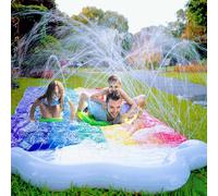 Double Toboggan Aquatique avec Deux Planches de Surf, Glissade, Éclaboussures et Piscine - Convient aux Adultes et aux Jeunes, Cour, Pelouse et Extérieur d'Été (PVC), Accessoires de Plage, Accessoires