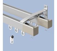Double-track Side-mounted Curtain Tracks, Aluminum Alloy Curtain Rails, Smooth And Quiet Operation, Suitable For Hospitals, RVs, And Room Partitions(Gray,2.8m(9.2ft))