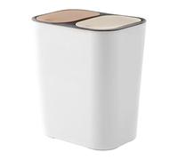 Double trash Can, bac à déchets rectangulaire, gain de place, 18 l, avec couvercles à bouton poussoir, conteneur à déchets de cuisine pour camping, arrière-cour, patio, jardin, salle de bain