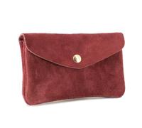 Double Tree Grand Portefeuille Pochette Femme Adapté Passeport Carte Grise - Porte-Monnaie Cartes Cuir Véritable Daim en Format L - Fonctionnel Polyvalent - Bordeaux