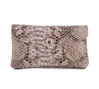 Double Tree Porte-Monnaie Cartes Femme Cuir Véritable de Python - Portefeuille Format Mi-Long Motif Serpent - Compact Pratique - Rose