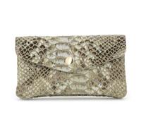 Double Tree Porte-Monnaie Cartes Femme Cuir Véritable de Python - Portefeuille Format Mi-Long Motif Serpent - Compact Pratique - Kaki