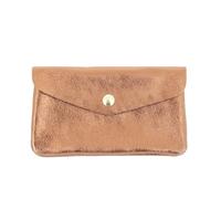 Double Tree | Porte-Monnaie Cartes Femme Mi-Long Compact Cuir Bronze | Format enveloppe élégant | Style italien raffiné | Finition brillante effet nacré et métallisée | Mode tendance
